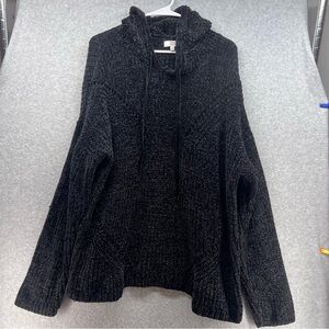 True Craft Black Knit Hoodie